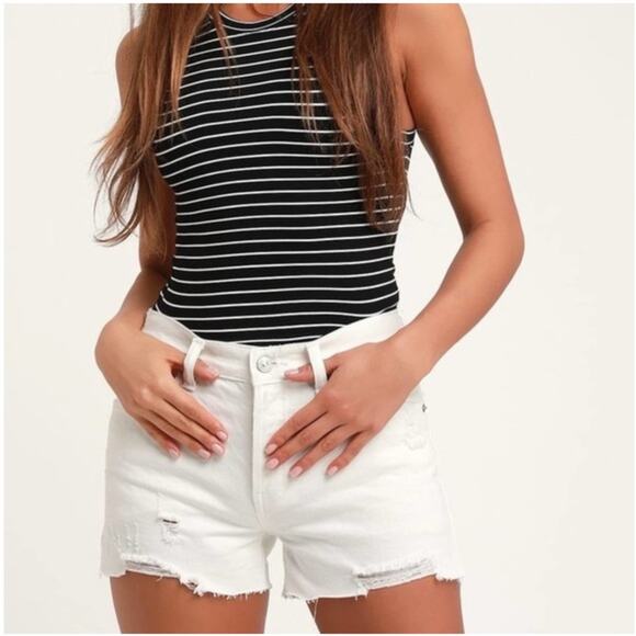 Free People Sofia Denim Shorts Women's Size 24 White Button-Fly Cutoff NWT - Picture 9 of 9